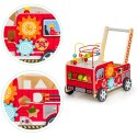 Drewniany pchacz edukacyjny z klockami dla dzieci - Straż Pożarna ECOTOYS ECOTOYS