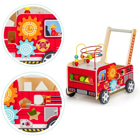 Drewniany pchacz edukacyjny z klockami dla dzieci - Straż Pożarna ECOTOYS ECOTOYS Drewniany pchacz edukacyjny z klockami dla dzieci - Straż Pożarna ECOTOYS ECOTOYS