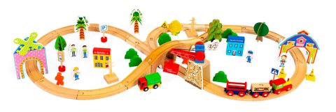 Drewniany pociąg kolejka 74 elementy ECOTOYS ECOTOYS Drewniany pociąg kolejka 74 elementy ECOTOYS ECOTOYS