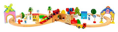 Drewniany pociąg kolejka 74 elementy ECOTOYS ECOTOYS Drewniany pociąg kolejka 74 elementy ECOTOYS ECOTOYS