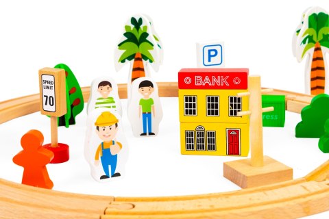 Drewniany pociąg kolejka 74 elementy ECOTOYS ECOTOYS Drewniany pociąg kolejka 74 elementy ECOTOYS ECOTOYS