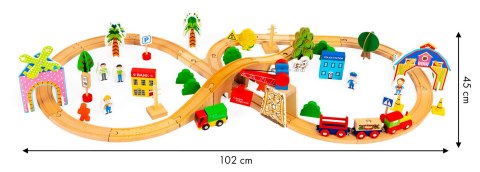 Drewniany pociąg kolejka 74 elementy ECOTOYS ECOTOYS Drewniany pociąg kolejka 74 elementy ECOTOYS ECOTOYS