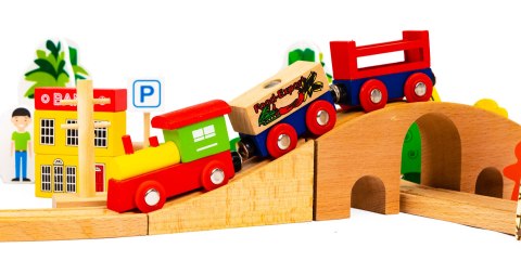 Drewniany pociąg kolejka 74 elementy ECOTOYS ECOTOYS Drewniany pociąg kolejka 74 elementy ECOTOYS ECOTOYS