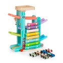 Drewniany tor zjeżdżalnia + 6 autek + cymbałki ECOTOYS ECOTOYS
