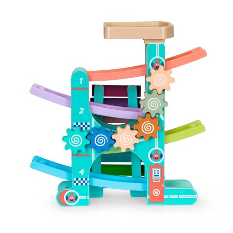 Drewniany tor zjeżdżalnia + 6 autek + cymbałki ECOTOYS ECOTOYS Drewniany tor zjeżdżalnia + 6 autek + cymbałki ECOTOYS ECOTOYS