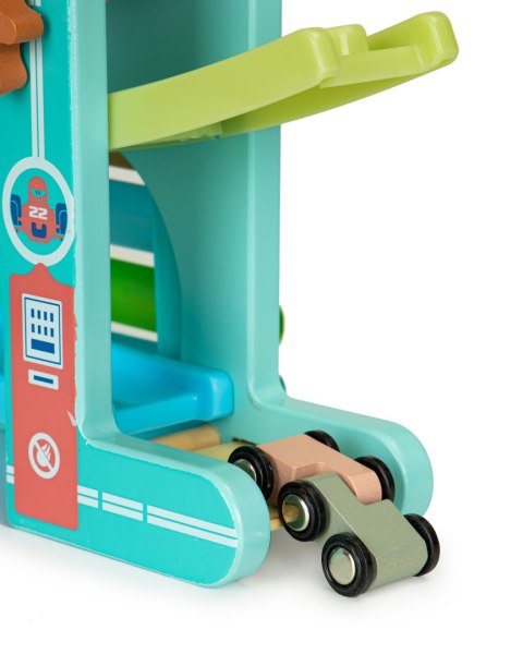 Drewniany tor zjeżdżalnia + 6 autek + cymbałki ECOTOYS ECOTOYS Drewniany tor zjeżdżalnia + 6 autek + cymbałki ECOTOYS ECOTOYS