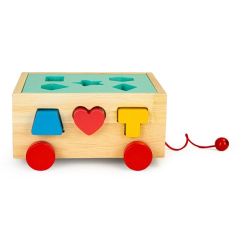 Drewniany wózek sorter z klockami - kostka edukacyjna dla dzieci ECOTOYS ECOTOYS Drewniany wózek sorter z klockami - kostka edukacyjna dla dzieci ECOTOYS ECOTOYS