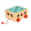 Drewniany wózek sorter z klockami - kostka edukacyjna dla dzieci ECOTOYS ECOTOYS