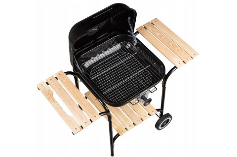 Duży grill ogrodowy z pokrywą regulacja rusztu drewniane półki MultiGarden MultiGarden Duży grill ogrodowy z pokrywą regulacja rusztu drewniane półki MultiGarden MultiGarden