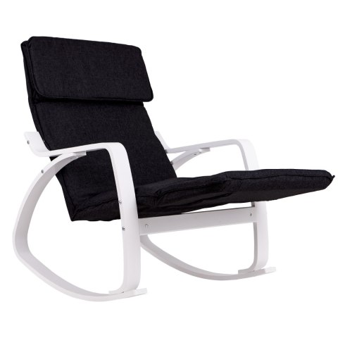 Fotel bujany regulowany podnóżek biało czarny ModernHome ModernHome Fotel bujany regulowany podnóżek biało czarny ModernHome ModernHome