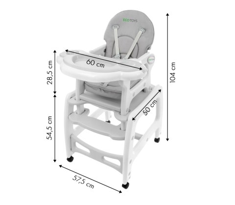 Fotelik krzesełko do karmienia 3w1 bujany fotel krzeseło ze stoliczkiem ECOTOYS ECOTOYS Fotelik krzesełko do karmienia 3w1 bujany fotel krzeseło ze stoliczkiem ECOTOYS ECOTOYS
