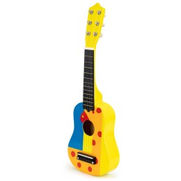Gitara dla dzieci drewniana metalowe struny kostka- żółta ECOTOYS ECOTOYS