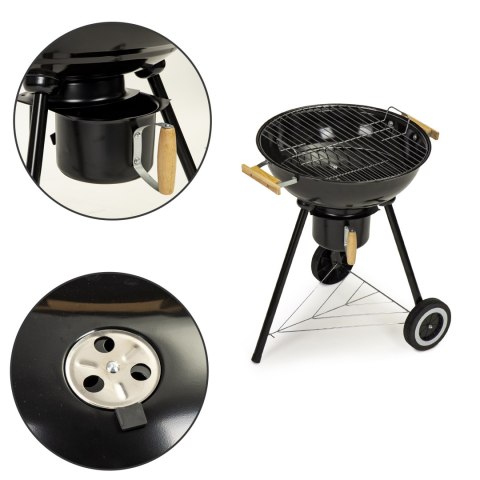 Grill ogrodowy z pokrywą popielnik metalowa półka koła transportowe MultiGarden MultiGarden Grill ogrodowy z pokrywą popielnik metalowa półka koła transportowe MultiGarden MultiGarden