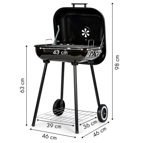 Grill węglowy ogrodowy z pokrywą na zawiasach + kółka MultiGarden MultiGarden Grill węglowy ogrodowy z pokrywą na zawiasach + kółka MultiGarden MultiGarden