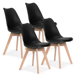Komplet 4 krzeseł do salonu jadalni z poduszką ekoskóra Czarne ModernHome ModernHome