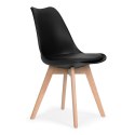 Komplet 4 krzeseł do salonu jadalni z poduszką ekoskóra Czarne ModernHome ModernHome