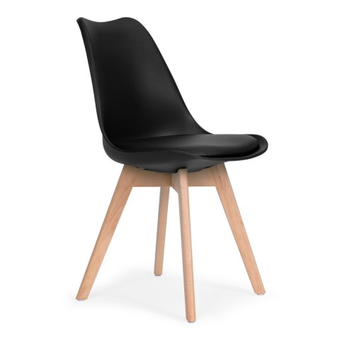 Komplet 4 krzeseł do salonu jadalni z poduszką ekoskóra Czarne ModernHome ModernHome Komplet 4 krzeseł do salonu jadalni z poduszką ekoskóra Czarne ModernHome ModernHome