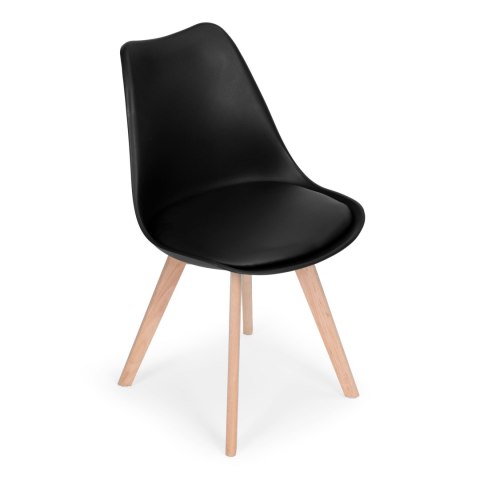 Komplet 4 krzeseł do salonu jadalni z poduszką ekoskóra Czarne ModernHome ModernHome Komplet 4 krzeseł do salonu jadalni z poduszką ekoskóra Czarne ModernHome ModernHome