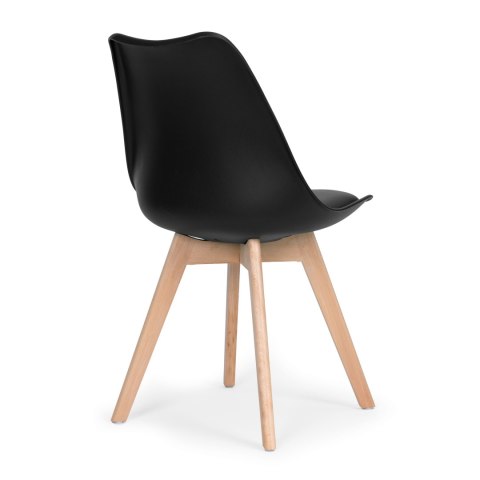 Komplet 4 krzeseł do salonu jadalni z poduszką ekoskóra Czarne ModernHome ModernHome Komplet 4 krzeseł do salonu jadalni z poduszką ekoskóra Czarne ModernHome ModernHome