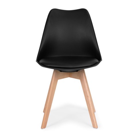 Komplet 4 krzeseł do salonu jadalni z poduszką ekoskóra Czarne ModernHome ModernHome Komplet 4 krzeseł do salonu jadalni z poduszką ekoskóra Czarne ModernHome ModernHome