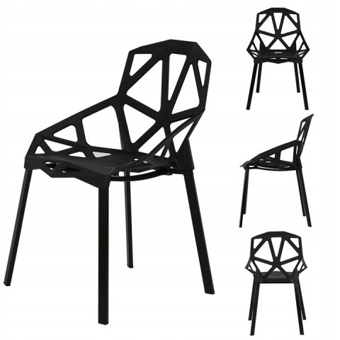 Komplet nowoczesnych krzeseł krzesło do salonu czarne 4 sztuki ModernHome ModernHome Komplet nowoczesnych krzeseł krzesło do salonu czarne 4 sztuki ModernHome ModernHome