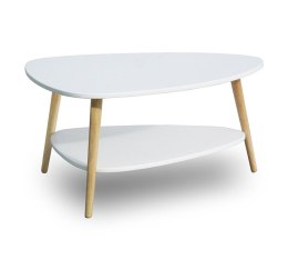 Nowoczesny stolik kawowy półka drewniane nogi biały ModernHome ModernHome