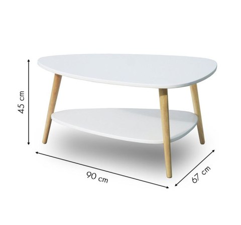 Nowoczesny stolik kawowy półka drewniane nogi biały ModernHome ModernHome Nowoczesny stolik kawowy półka drewniane nogi biały ModernHome ModernHome