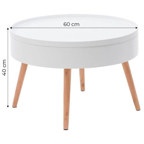 Stolik kawowy okrągły ze schowkiem 60 cm ModernHome ModernHome Stolik kawowy okrągły ze schowkiem 60 cm ModernHome ModernHome