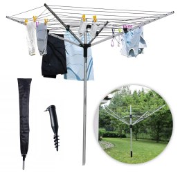 Suszarka ogrodowa na pranie 60 m powierzchni suszenia świder do montażu + pokrowiec gratis ModernHome ModernHome