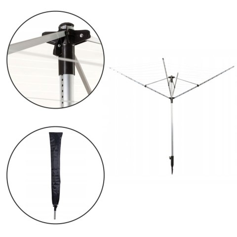 Suszarka ogrodowa na pranie 60 m powierzchni suszenia świder do montażu + pokrowiec gratis ModernHome ModernHome Suszarka ogrodowa na pranie 60 m powierzchni suszenia świder do montażu + pokrowiec gratis ModernHome ModernHome