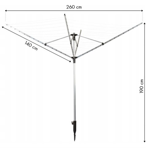 Suszarka ogrodowa na pranie 60 m powierzchni suszenia świder do montażu + pokrowiec gratis ModernHome ModernHome Suszarka ogrodowa na pranie 60 m powierzchni suszenia świder do montażu + pokrowiec gratis ModernHome ModernHome