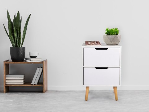 Szafka stoliczek nocny 2 szuflady sosnowe nogi ModernHome Szafka stoliczek nocny 2 szuflady sosnowe nogi ModernHome