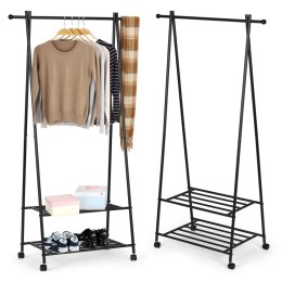 Wieszak stojący stojak na kółkach z 2 półkami na ubrania buty ModernHome ModernHome