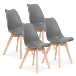 Zestaw 4 krzeseł krzesło do salonu jadalni z poduszką Szare ModernHome ModernHome