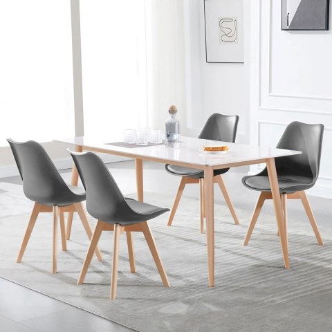 Zestaw 4 krzeseł krzesło do salonu jadalni z poduszką Szare ModernHome ModernHome Zestaw 4 krzeseł krzesło do salonu jadalni z poduszką Szare ModernHome ModernHome