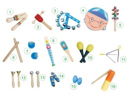 Zestaw muzyczny 16 instrumentów dla dzieci + torba ECOTOYS ECOTOYS