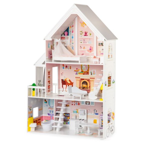 Domek dla lalek drewniany 3 piętra XXL Rezydencja Pudrowa ECOTOYS ECOTOYS