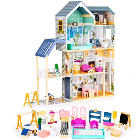 Domek dla lalek duży drewniany 138 cm Rezydencja Maya 28 elementow ECOTOYS ECOTOYS
