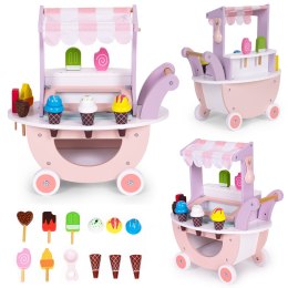 Drewniany wózek lodziarnia dla dzieci sklep 12 elementów ECOTOYS ECOTOYS