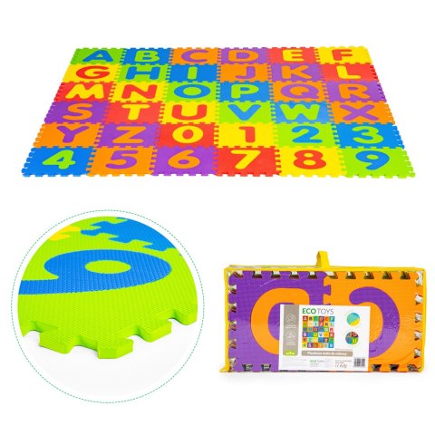 Duża mata piankowa EVA dla dzieci litery cyfry 178x178 cm 36 elementów ECOTOYS ECOTOYS