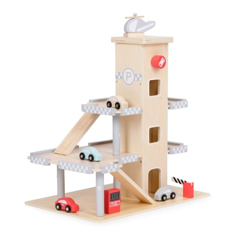 Duży drewniany tor garaż parking z windą + autka ECOTOYS ECOTOYS