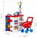 Duży sklep z kasą supermarket stragan dla dzieci z kasą fiskalną wagą i skanerem MULTISTORE