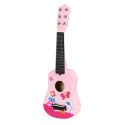 Gitara dla dzieci drewniana metalowe struny kostka różowa ECOTOYS ECOTOYS