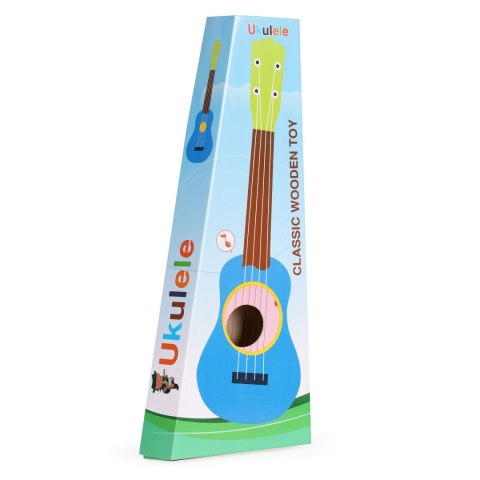 Gitara dla dzieci drewniana metalowe struny kostka różowa ECOTOYS ECOTOYS