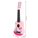 Gitara dla dzieci drewniana metalowe struny kostka różowa ECOTOYS ECOTOYS