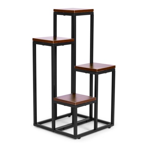 Kwietnik regał na kwiaty ozdoby 4 półki metal MDF ciemny orzech ModernHome ModernHome