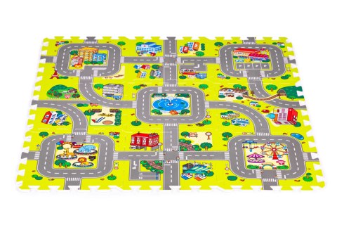 Mata piankowa dla dzieci miasto 9 elementów 90,5x90,5 cm IPLAY IPLAY
