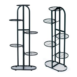 Nowoczesny metalowy kwietnik stojak na kwiaty 6 poziomów czarny ModernHome ModernHome