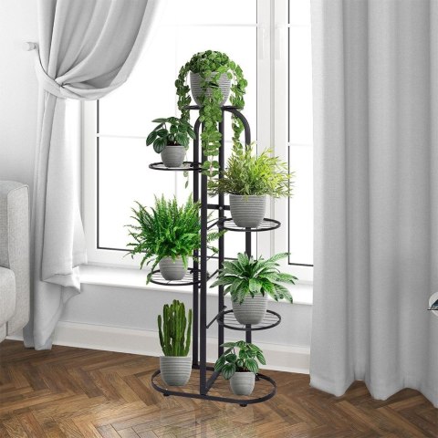 Nowoczesny metalowy kwietnik stojak na kwiaty 6 poziomów czarny ModernHome ModernHome