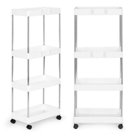 Plastikowy regał łazienkowy z 4 półkami kółka biały ModernHome ModernHome